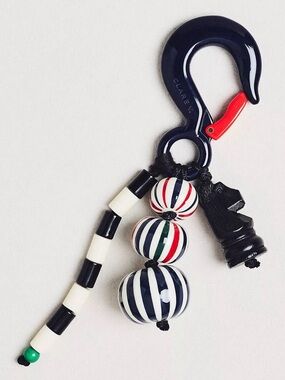 clare v purse bag charm keychain stripe with knight